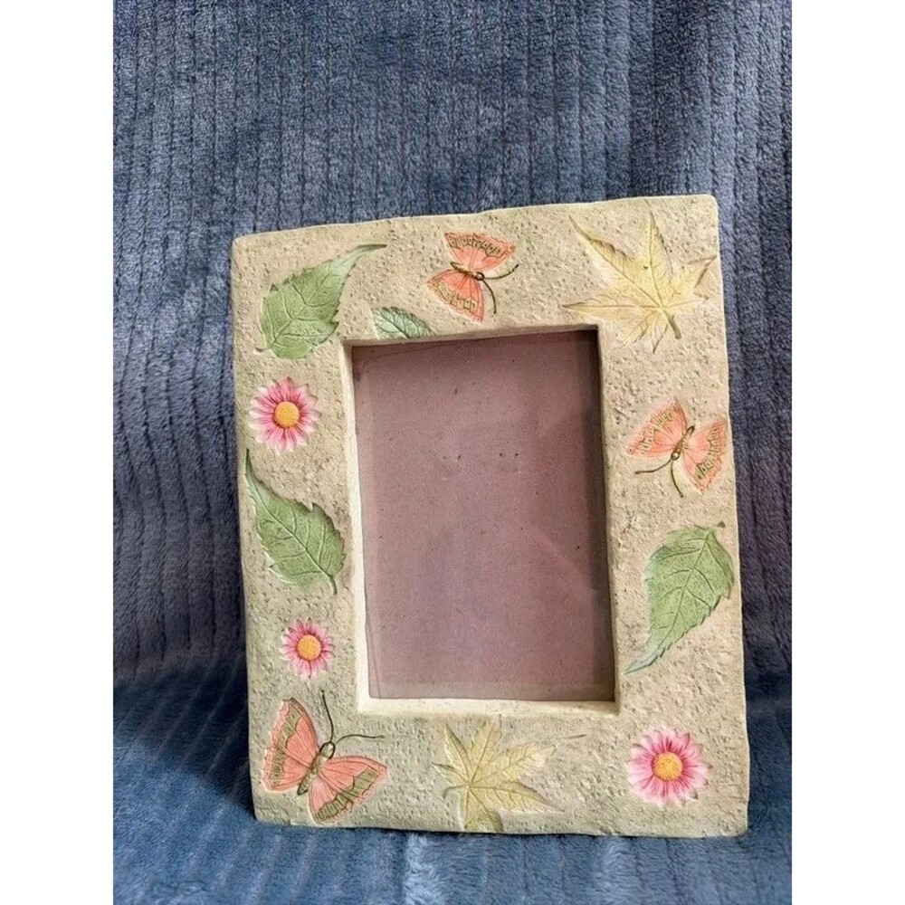 Vintage 3D Resin Butterfly Picture Frame 5x7 Garden Flower Cottage core
